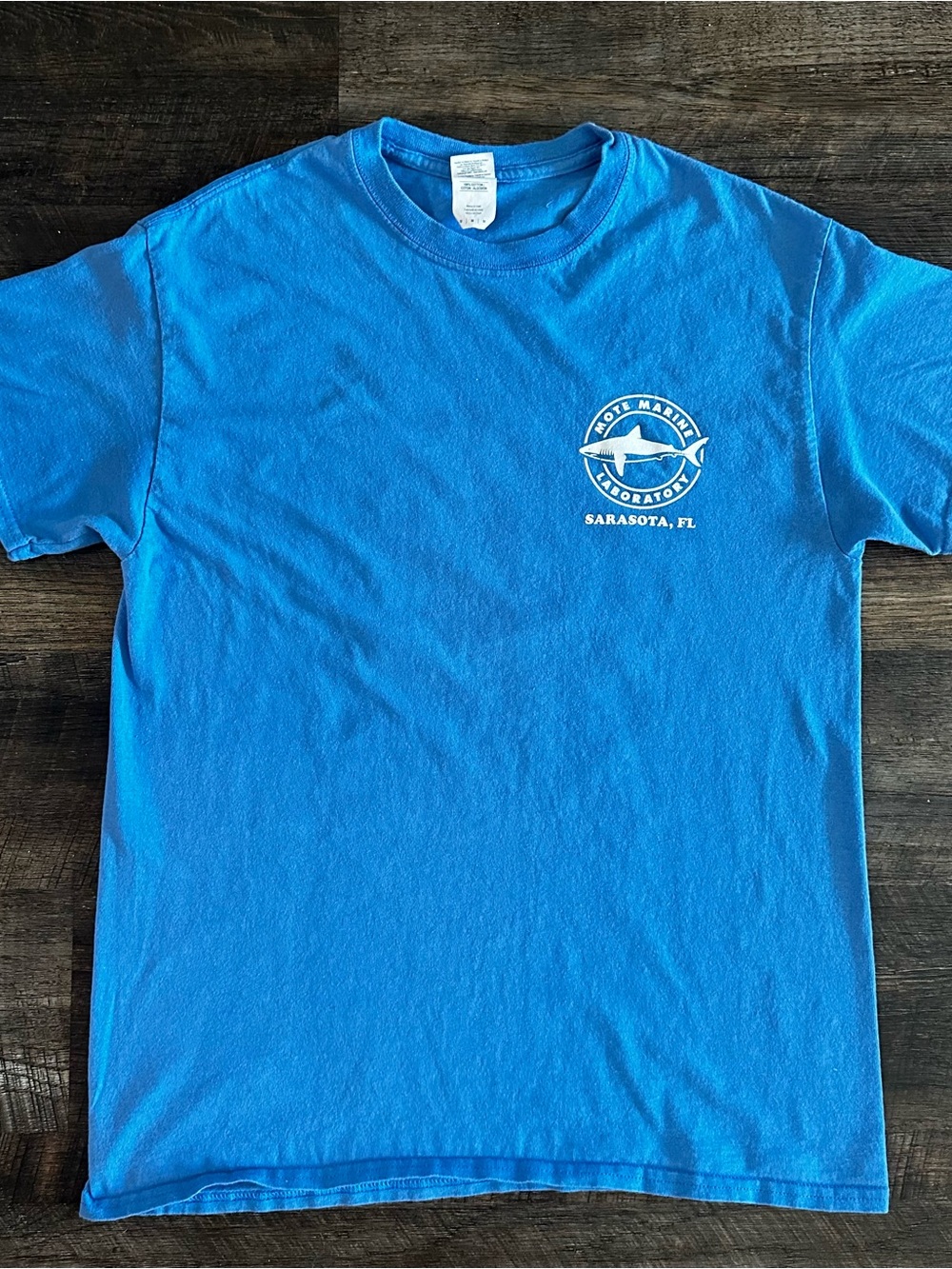 Gildan Bright Blue Short-Sleeve Crewneck Tee with Sarasota Fish Logo